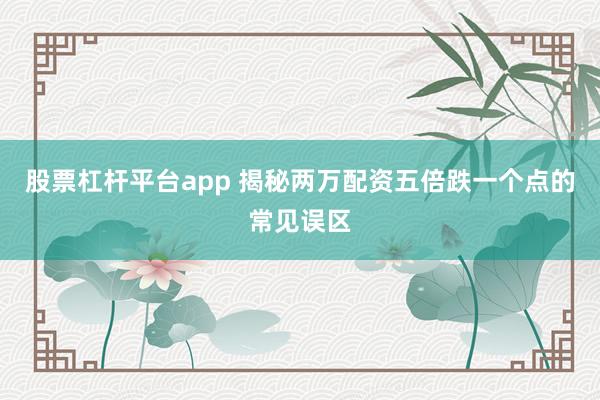 股票杠杆平台app 揭秘两万配资五倍跌一个点的常见误区