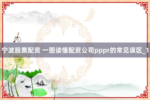 宁波股票配资 一图读懂配资公司pppr的常见误区_1