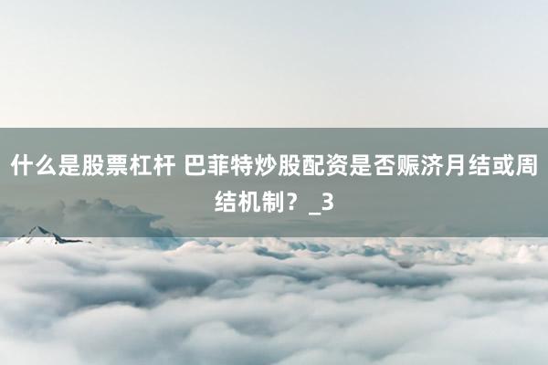 什么是股票杠杆 巴菲特炒股配资是否赈济月结或周结机制？_3
