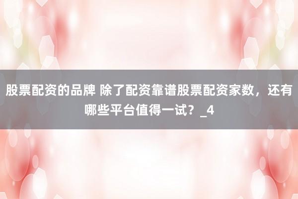 股票配资的品牌 除了配资靠谱股票配资家数,还有哪些平台值得一试?_4