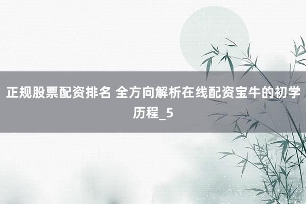 正规股票配资排名 全方向解析在线配资宝牛的初学历程_5