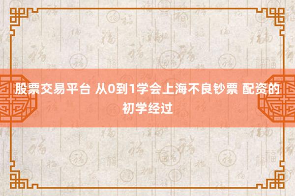 股票交易平台 从0到1学会上海不良钞票 配资的初学经过