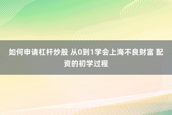 如何申请杠杆炒股 从0到1学会上海不良财富 配资的初学过程