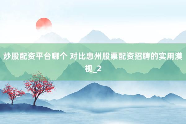 炒股配资平台哪个 对比惠州股票配资招聘的实用漠视_2