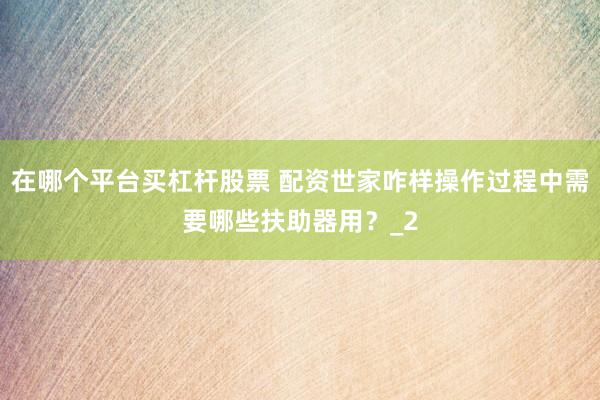 在哪个平台买杠杆股票 配资世家咋样操作过程中需要哪些扶助器用？_2